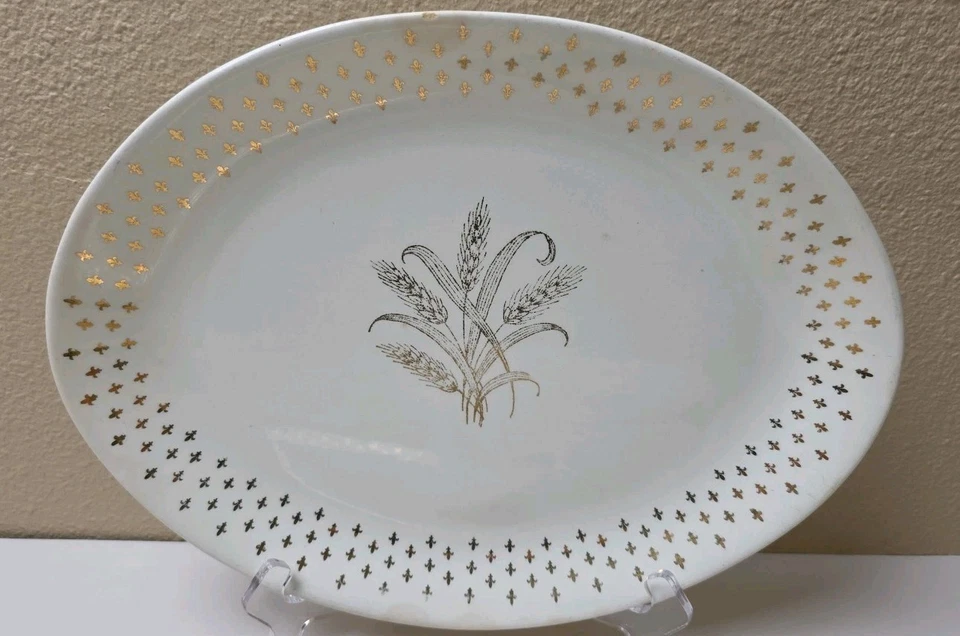 Juego de 10 platos de colección Homer Laughlin Gold Wheat Fleur de Lis Foto 2 de 4