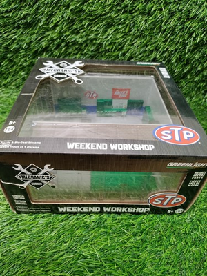 #ad GREENLIGHT GREEN MACHINE MECHANICS CORNER WEEKEND WORKSHOP STP GARAGE DIORAMA $54.99