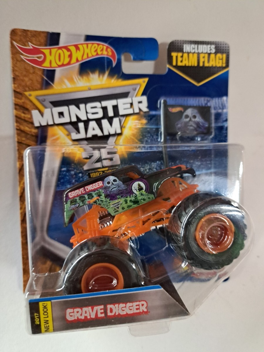 Grave Digger Orange FLAG Series Hot Wheels MONSTER JAM 1/64 Mint