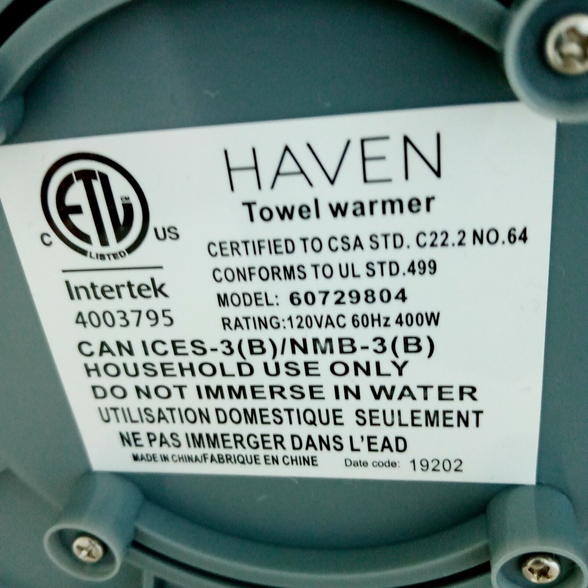 HAVEN TOWEL WARMER With Lid Bathroom Accessories Clothes Blankets Plushes  Dryer | eBay