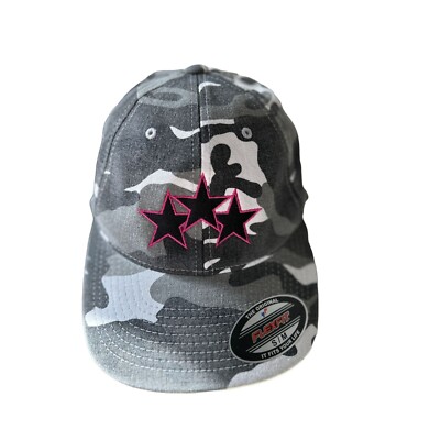 Camo Gray Cap Hat ''Party Till the AM'' Embroidery Denim Red Stars