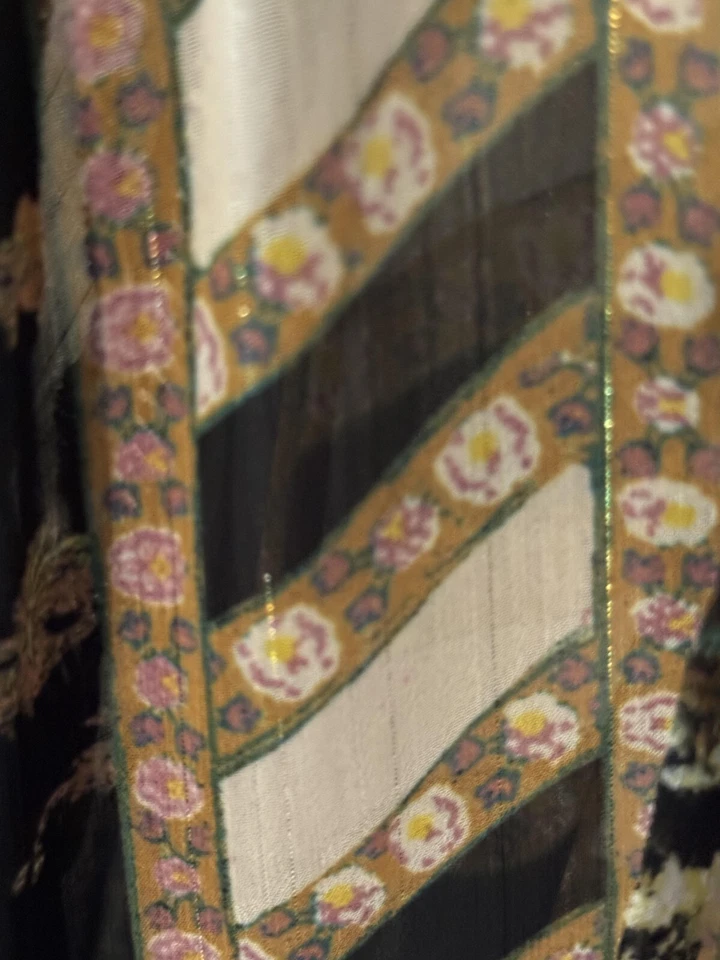 Vestido Camisa Free People Willimina Verde/Negro/Dorado BOHO Festival Talla XS Foto 4 de 4