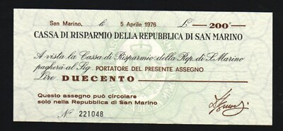 #ad San Marino 200 LIRE P S102 1976 Pre Euro UNC ITALY World Currency BANK NOTE $99.99