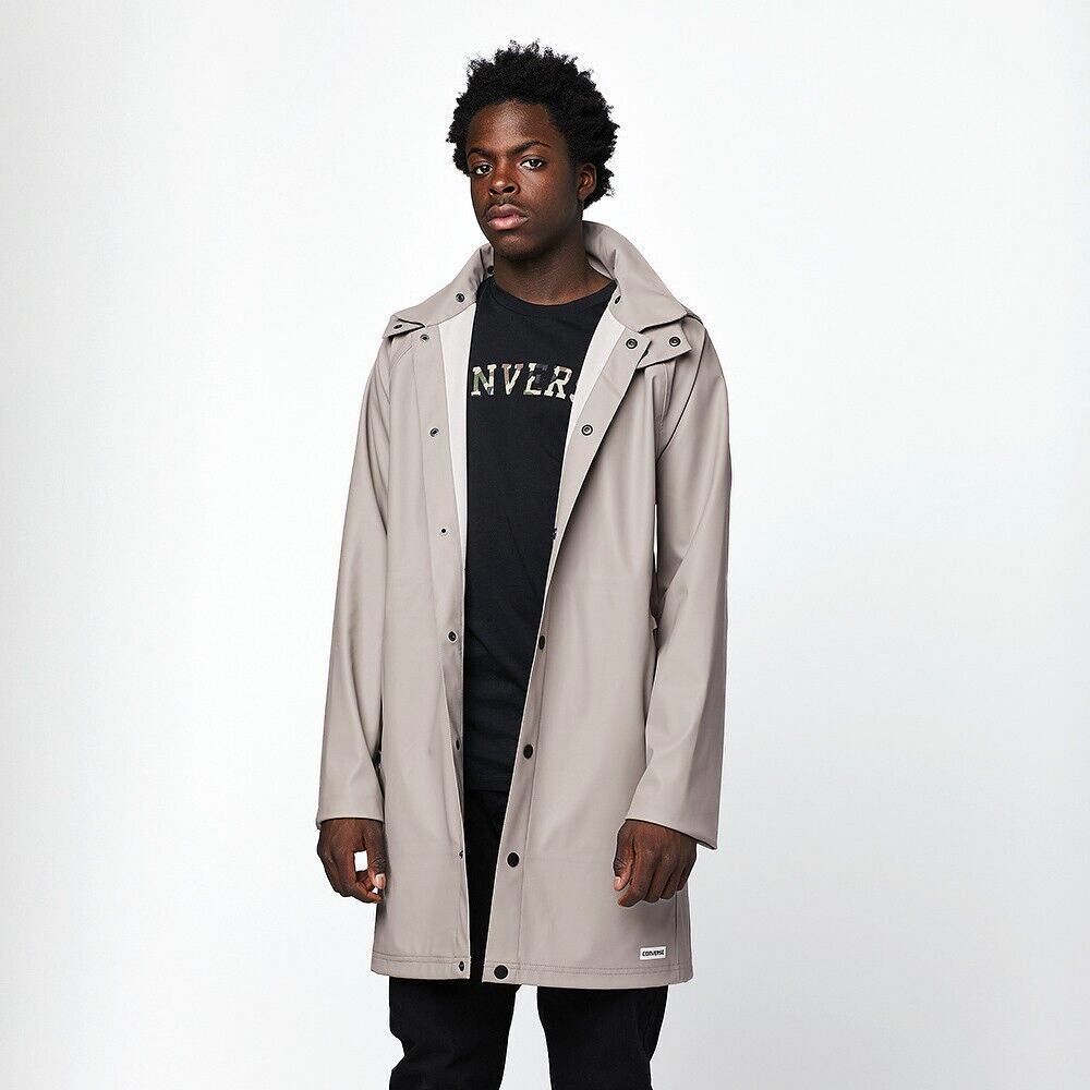 CONVERSE - CONS Rubber Trench RAIN COAT Mens L Beige CONVERSE - CONS Rubber Trench RAIN COAT Mens L Beige