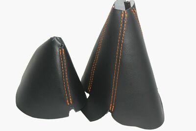 Leather wOrange Stitch Manual & E-Brake Boot SET Fits 90-96