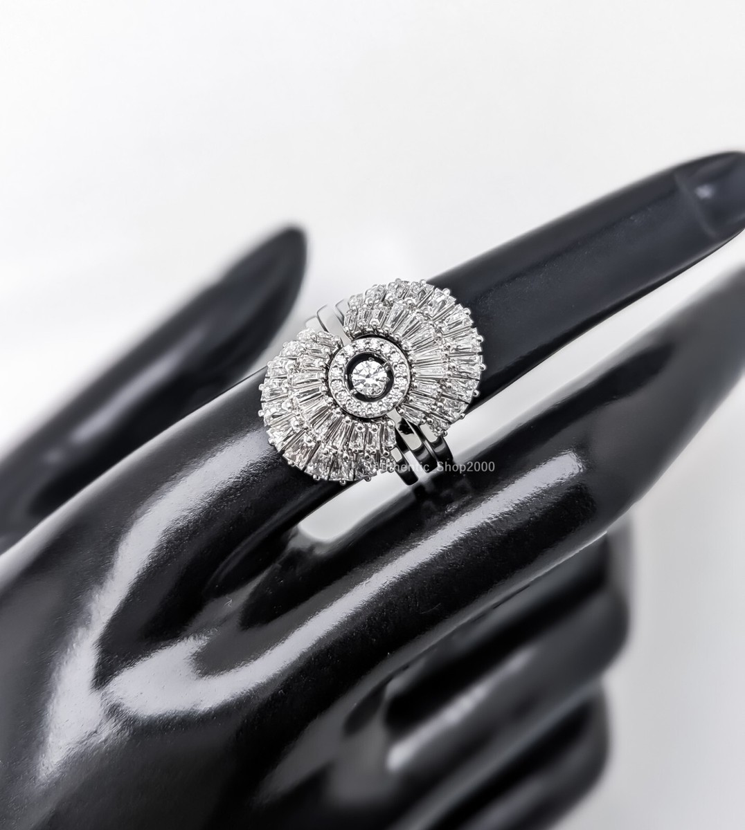 【Swarovski】Idyllia パイナップル リング 純正箱付き Idyllia オープンリング, ミックスカット, フラワー, ブルー