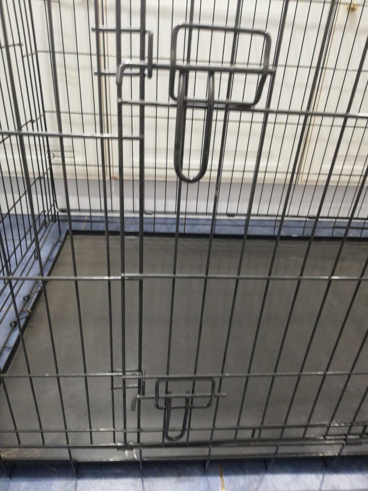 EllieBo Large Folding 2 Door Dog Crate 42inch(107cm) Black With Water