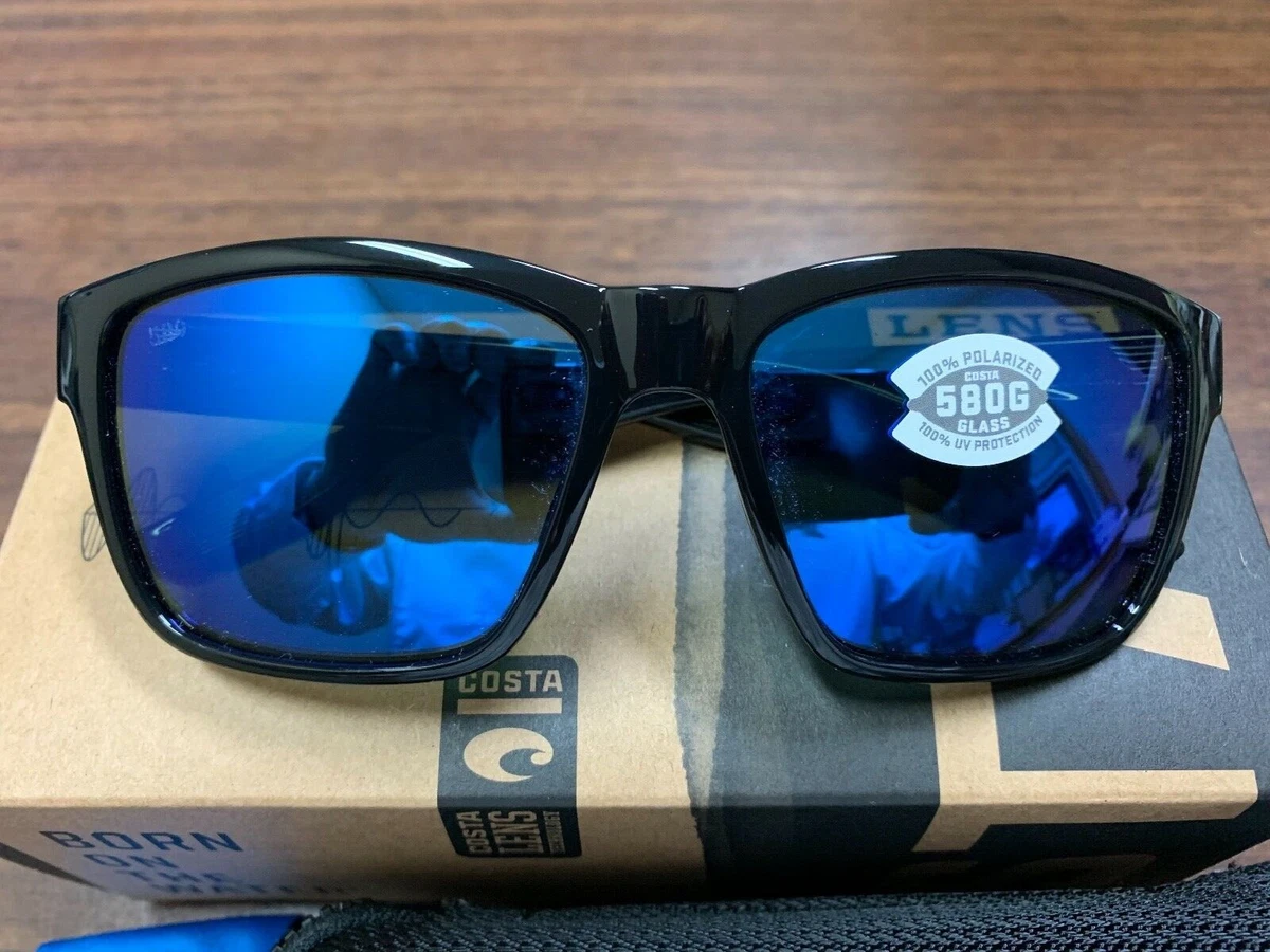 NEW COSTA DEL MAR SUNGLASSES PAUNCH 904901 BLACK 580G GLASS BLUE