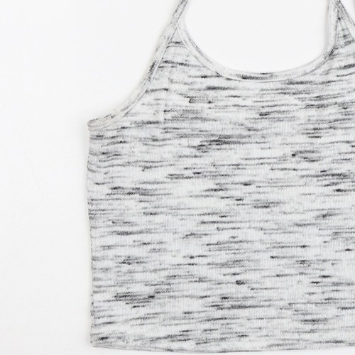 New Look Womens Grey Polyester Blend Cropped Tank Size M Halter - Picture 10 of 10