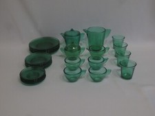 20 PIECE AKRO AGATE STIPPLED BAND GREEN TOY TEA SET