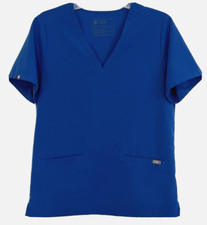 FIGS Casma Uniform Scrub Top Classic Fit Blue Stretch Sz M 3 Pocket Women CB31E