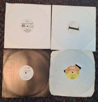 4 x Vintage 12'' Vinyl Rock/Soul Records White Label, DJ Promo 1970/80er