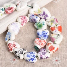 10pcs 14mm Heart Shape Porcelain Loose Spacer Ceramic Beads Jewelry Making