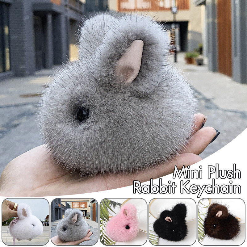 Mink Fur Rabbit Cute Key Chain Soft Bunny Doll Handbag Pendent Car