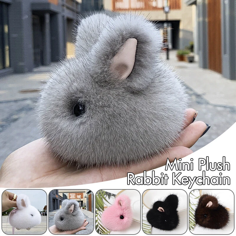 Mink Fur Rabbit Cute Key Chain Soft Bunny Doll Handbag Pendent Car Keyring  NEW