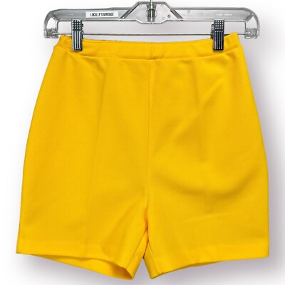 VTG 60s 70s Shorts Sears Jr Bazaar 7 S High Waist Solid Yellow Casual TV Movie