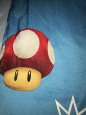 Official Nintendo Super Mario Brothers Soft Twin Flat Sheet Blue w Bombs, Stars