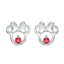 0.12Ct Simulé Rose Rubis Minnie Mouse Boucles D'Oreilles 14k Plaqué or Blanc