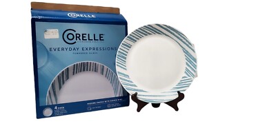 Corelle Everyday Expressions Glass Geometrica Abstract 4 Piece Dinner Plates 
