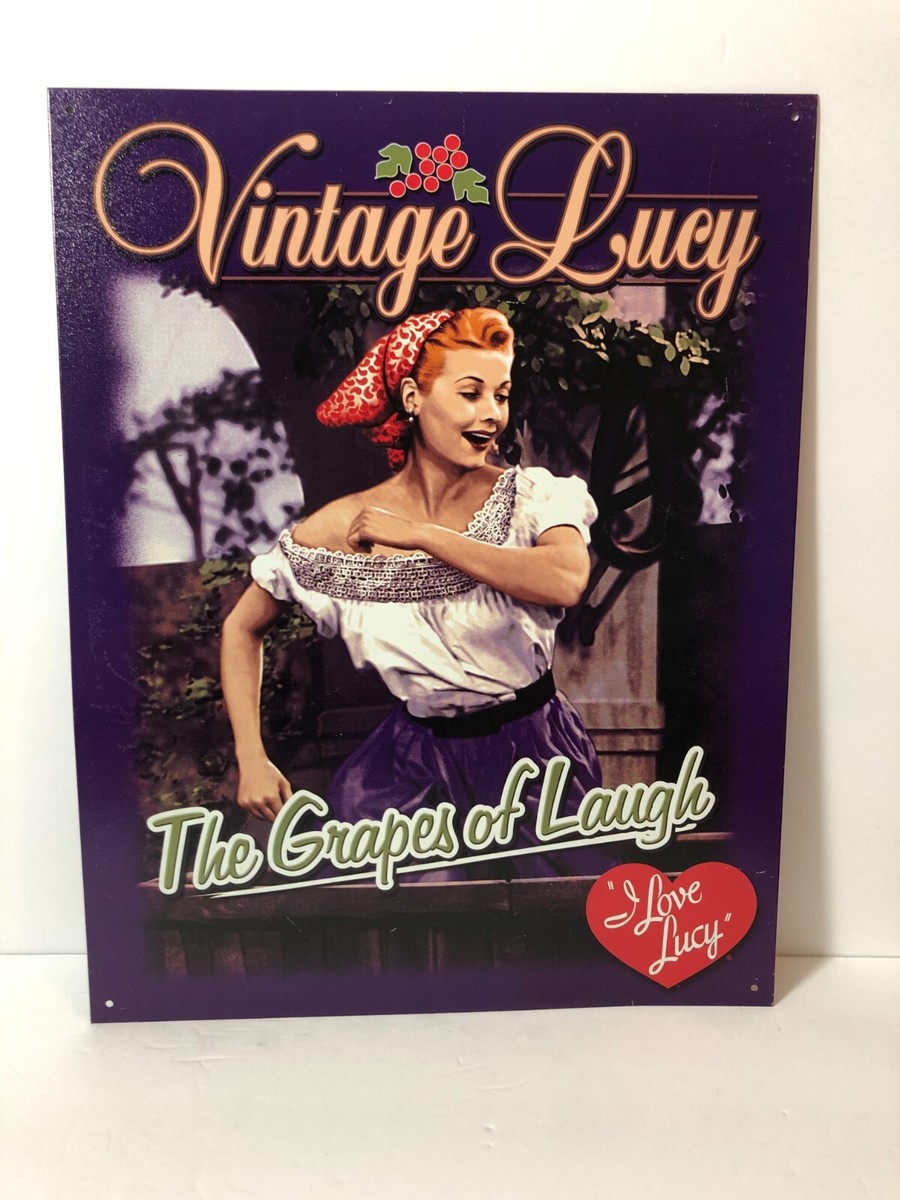 I Love Lucy Grape Stomping Tin Sign Wall Art Decor Red Heart