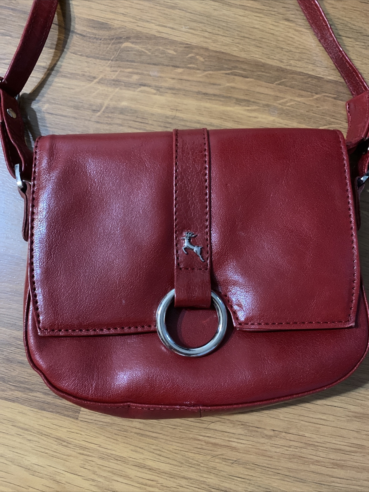 Ashwood Deep Red Leather Adjustable Crossbody Shoulde… Gem