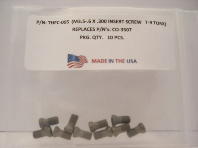 TOOLHOLDER-FASTENERS CO. 10 Pieces THFC-005-CO-3507 Insert Screw