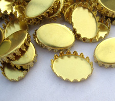 50pcs Brass Settings For Oval Cabochon 18x13mm Crown Bezel Cups Loose Findings