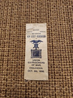 N.J. ASSOCIATION EX PRISONERS OF WAR GUEST RIBBON ENGLEWOOD 1896