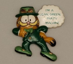 Vintage Garfield "I'm A Lean, Green, Party Machine" St. Patrick's Day Magnet