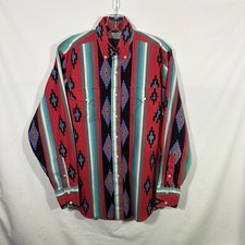 Vintage Panhandle Slim Western Wear Shirt Long Sleeve Men s 15.5-35 with Aztec