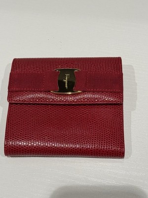 Salvatore Ferragamo Women's Red Leather Trifold Wallet | eBay