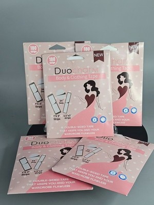 5-Pack Duo Charm Body & Clothing Tape 1'' & 1/2''x3'' 180 Strips Double Sided Tape