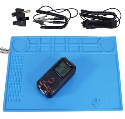 Anti-Static Mat with ESD Wrist Strap and Grounding kit, Silicone Soldering Re...
