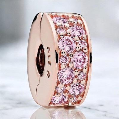 NEW Authentic Pandora Pave Clip Charm Silver, Pink, Blue & Rose Gold  796361NCB