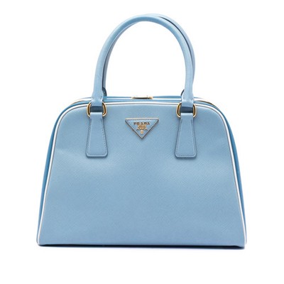 Prada Bicolor Saffiano Lux Pyramid Frame Top Henkeltasche