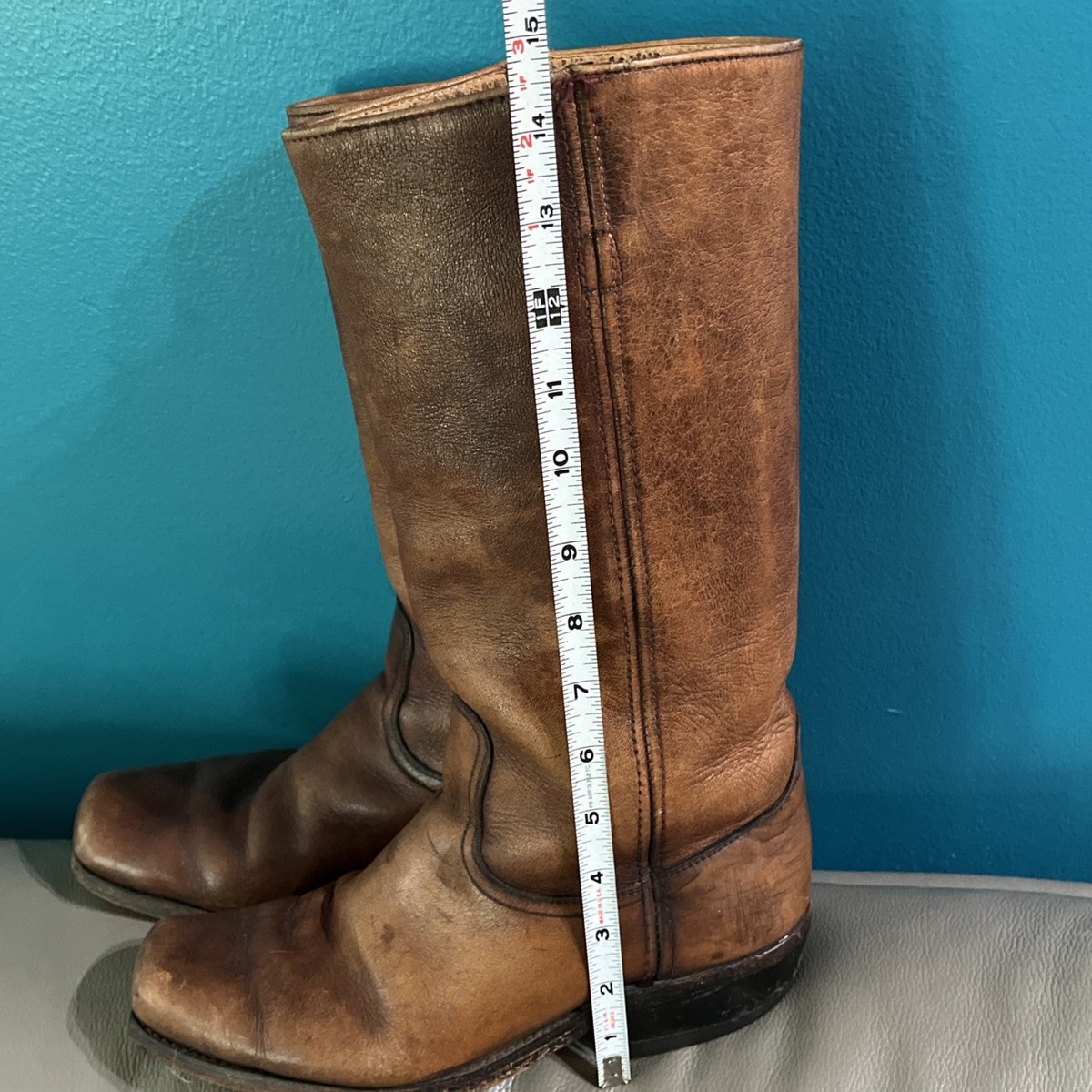 Vintage 60s 70s Frye Brown Mahogany Leather Campus Heel Boot Vintage 70s Frye Campus Boots Tall Chestnut Brown Leather  main image 3