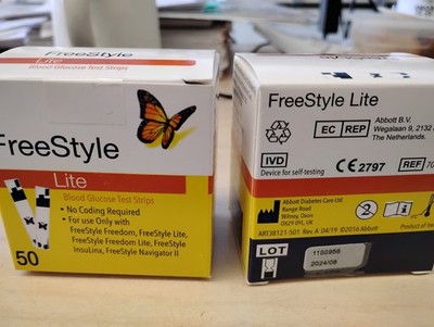 freestyle lite diabetic test strips 100 count, EXPIRED ON 08/2024