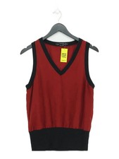 AllSaints Damen T-Shirt UK 10 braun Seide mit Wolle ärmellos V-Ausschnitt Basic