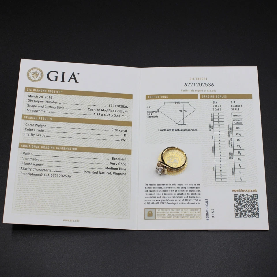 GIA 1.28CT D VS1 NATURAL DIAMOND CERTIFIED ENGAGEMENT RING 14k YG WEDDING BAND! - Image 3 of 4