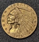 1913 Indian Head $2.50 Gold Quarter Eagle – MS Quality  – 90% Gold