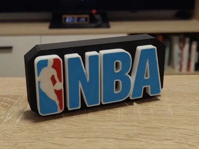 NBA Logo Sign 3D Printed Basketball Decor Man Cave Game Room Desk Shelf Display