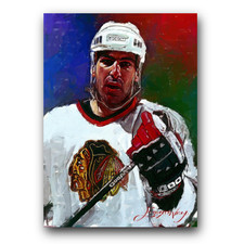 Chris Chelios #4 Art Card Limited 32/50 Edward Vela Signed (Chicago Blackhawks)