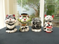 Lorna Bailey Set Of Four Cats Tex Milko Marvin Tucker All Signed