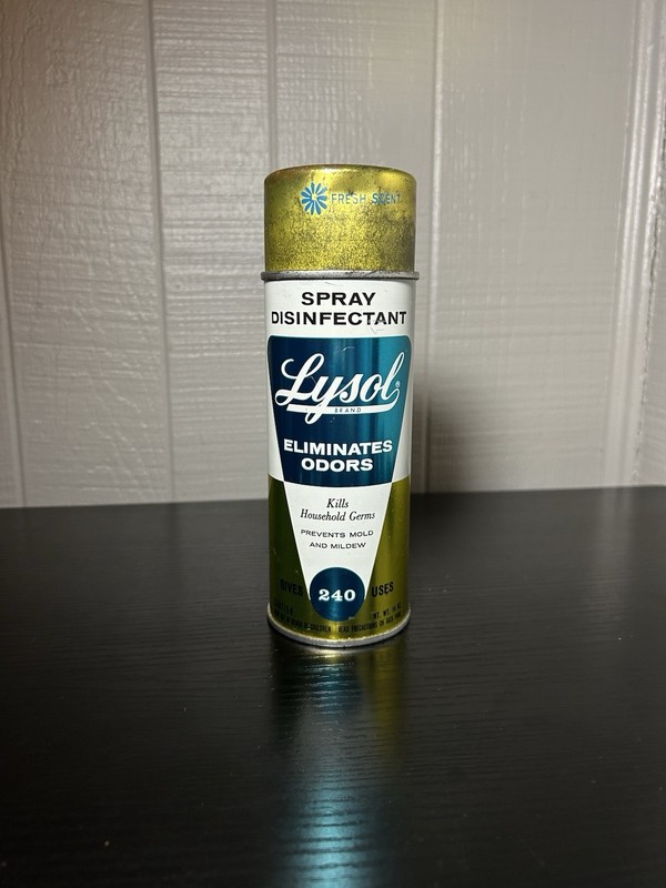 Vtg Gold Lysol Spray Can With Cap 14 Oz Fresh Scent Half-Full Prop Advertising