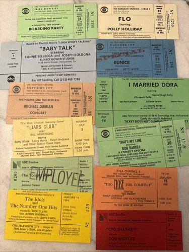 Lot Of 12 Rare Vintage TV Show Studio Audience Tickets - Hollywood -