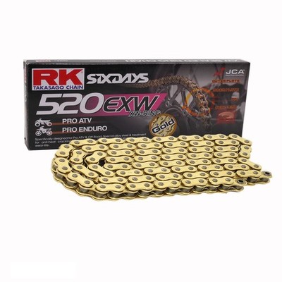 Motorrad XW RING Kette in GOLD RK GB520EXW mit 78 Rollen und Hohlnietschloss  of