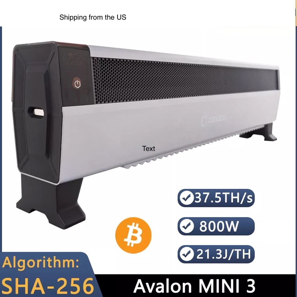 Canaan Avalon Mini 3 37.5TH/s 800W Bitcoin Miner in stock US no tariffs