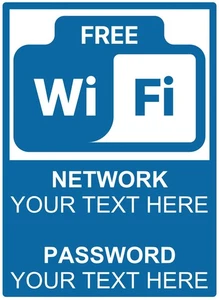 Personalised Custom Wifi Zone Free Wifi Notice Self Adhesive Vinyl Sticker