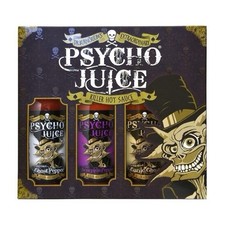 Psycho Juice Hot Sauce Gift Set 3 Pack: Extreme Ghost Pepper 70% Scorpion Garlic