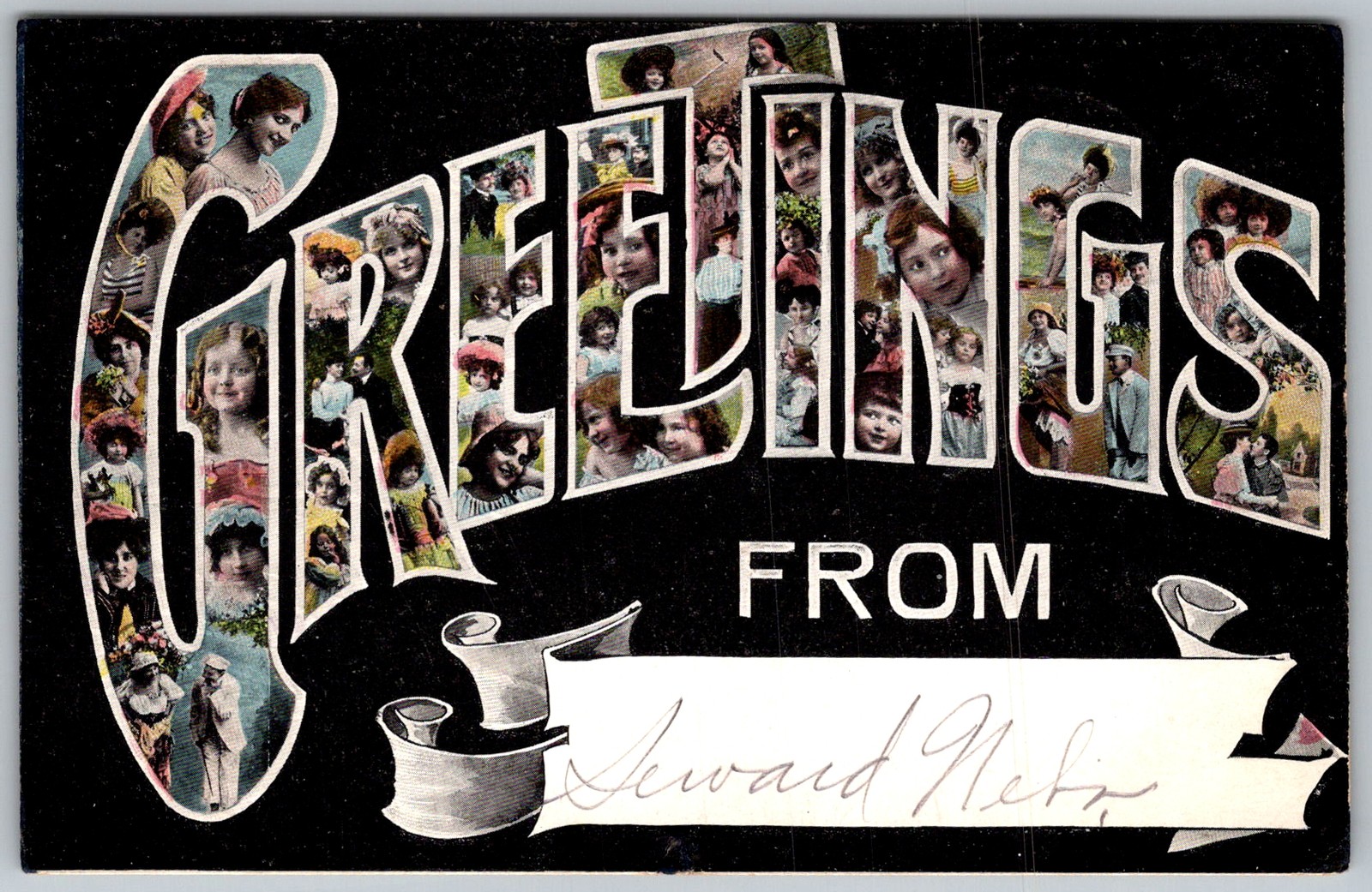 Antique Postcard Greetings Collage Children Stromsburg, NE 1910s
